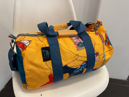 Yellow artistic printed travel bag (Medium)