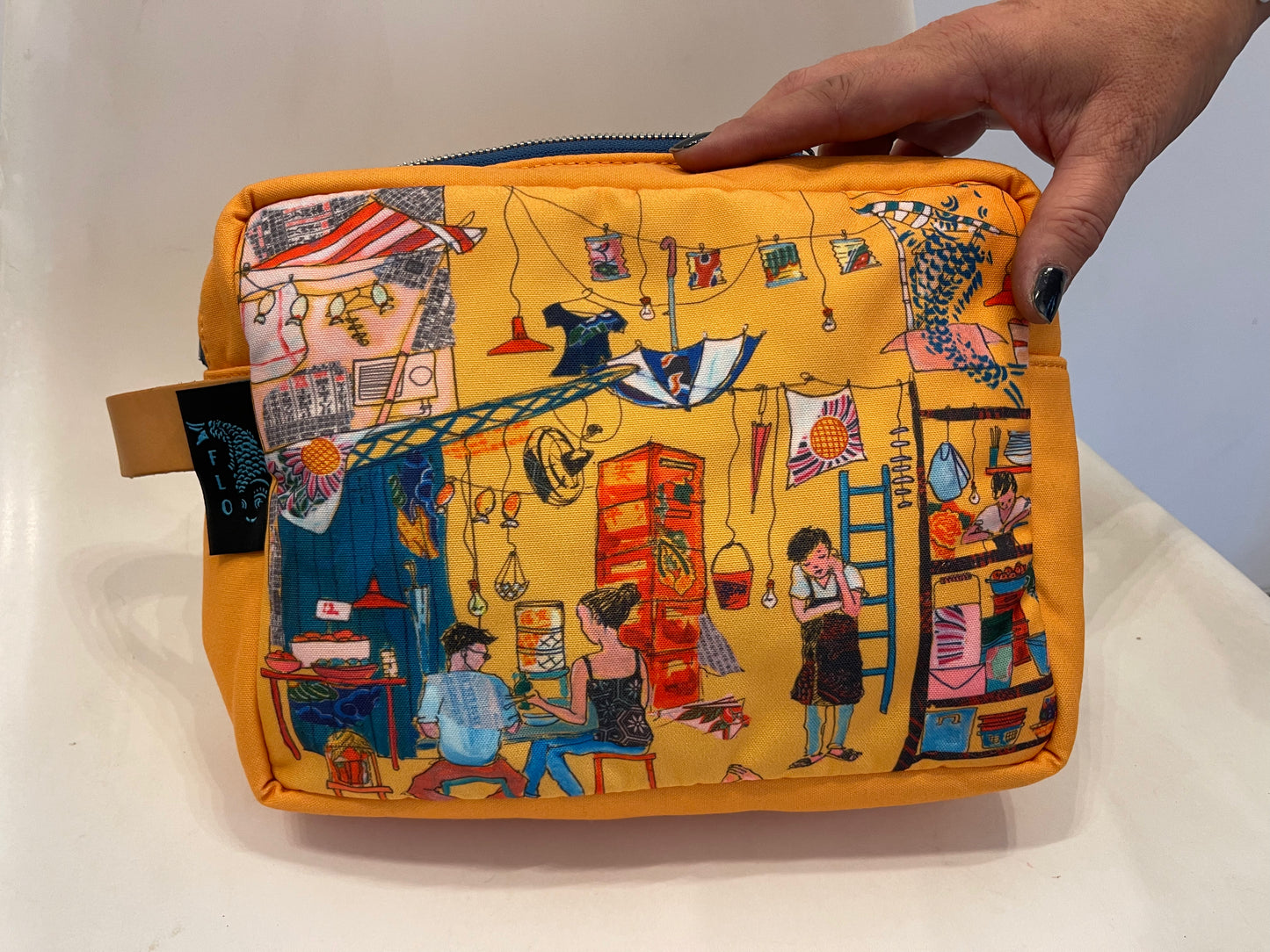 Yellow artistic printed padded toiletry bag